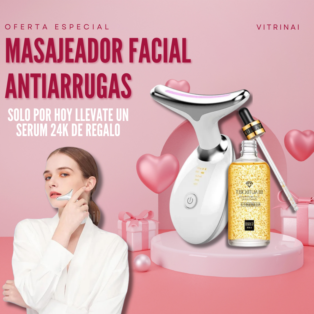 MASAJEADOR FACIAL ANTIARRUGAS + Serum 24k de REGALO ¡SOLO POR HOY!🎁