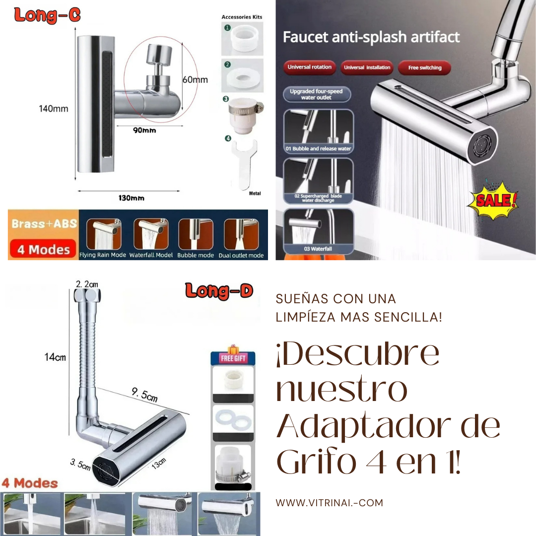 Adaptador extensor 4 en 1 para grifos